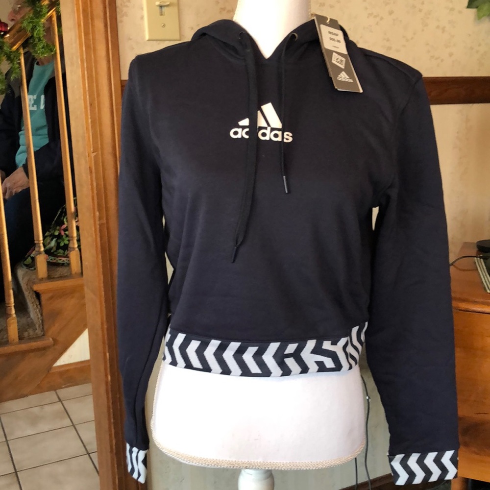 Navy adidas cropped sweatshirt NWT